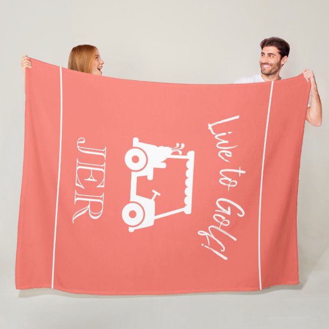 Golf Cart Levande till golf monogram svallande kor Fleecefilt (På plats)