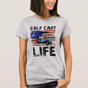 Golf Cart Life Funny Golf Cart med USA flagga T-S T Shirt