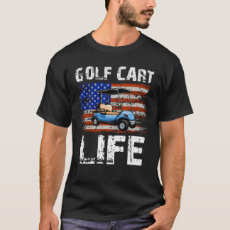 Golf Cart Life Funny Golf Cart med USA flagga T Shirt