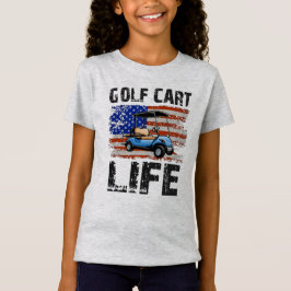Golf Cart Life Funny Golf Cart med USA flagga T Shirt