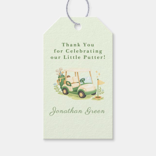Golf Cart Little Putter Baby Shower Presentetikett (Framsidan)
