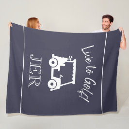Golf Cart Live till Golf Monogrammed Blue & White Fleecefilt
