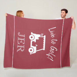Golf Cart Live till Golf Monogrammed Red & White Fleecefilt