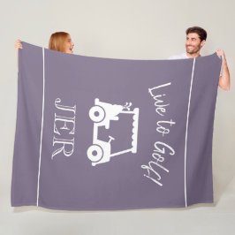 Golf Cart Live to Golf Monogrammed Chic Lila Fleecefilt