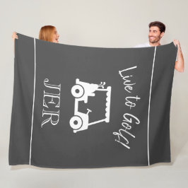 Golf Cart Live to Golf Monogrammed Grått & White Fleecefilt