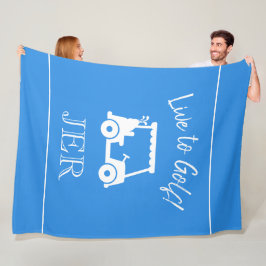 Golf Cart Live to Golf Monogrammed Light Blue Fleecefilt