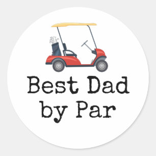 Golf Cart med Best pappa efter Par Far Runt Klistermärke