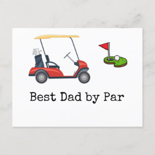 Golf Cart med Best pappa efter Par Far Vykort