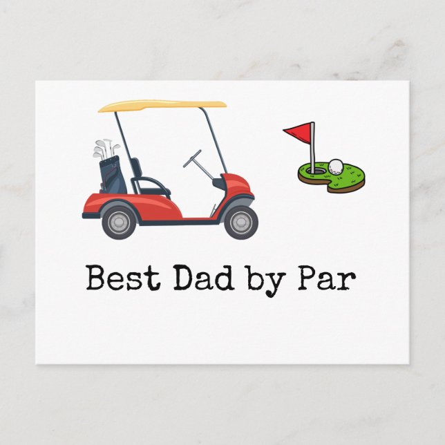 Golf Cart med Best pappa efter Par Far Vykort (Framsida)