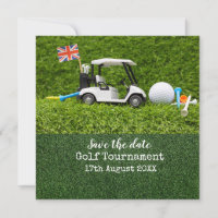 Golf Cart med Englands Flagga Spara datum