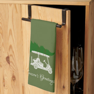 Golf Cart med Julgran   OLIV GRÖNT Kökshandduk