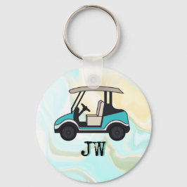 Golf Cart med Monogram för golfer Nyckelring
