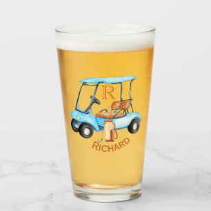 Golf Cart Monogram First Namn Roligt Beer  Glaskopp