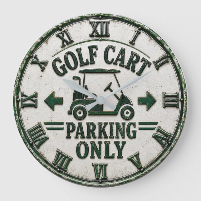 Golf Cart Parking Only Funny Golf Gift Stor Klocka (Framsida)