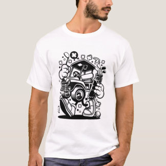 Golf Cart som går med klubbar pop art T Shirt