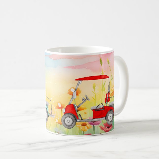 Golf Cart Watercolor Kaffemugg (Framsida höger)