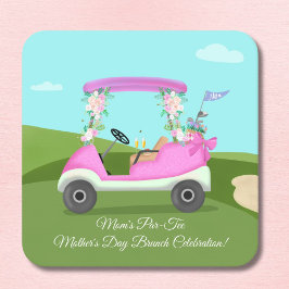 Golf Cart With Mimosas Mother's Day Brunch Underlägg Papper Kvadrat
