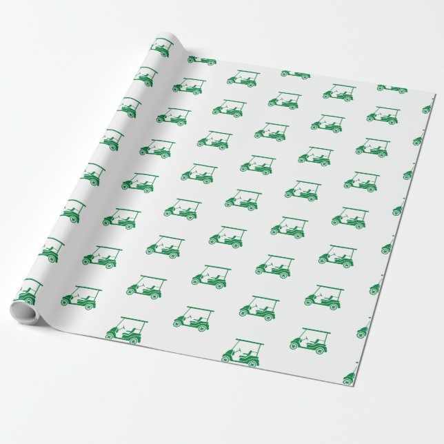 Golf Cart Wrapping Papprare i Grönt Presentpapper (Utrullad)