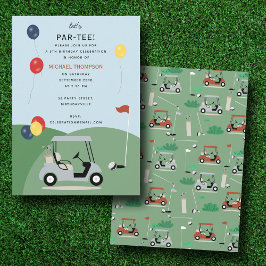 Golf Carts Modern Golfer Golf Theme Barns födelsed Inbjudningar