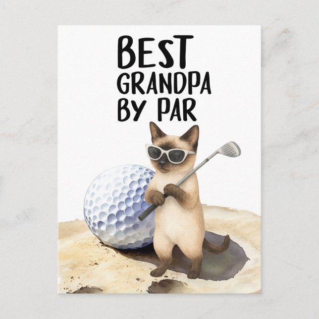 Golf Cat är golfing Best Grand Pa by Par Vykort (Framsida)