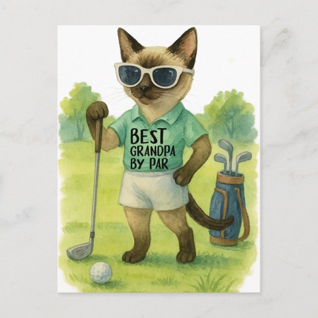 Golf Cat är golfing Best Grand Pa by Par Vykort (Framsida)