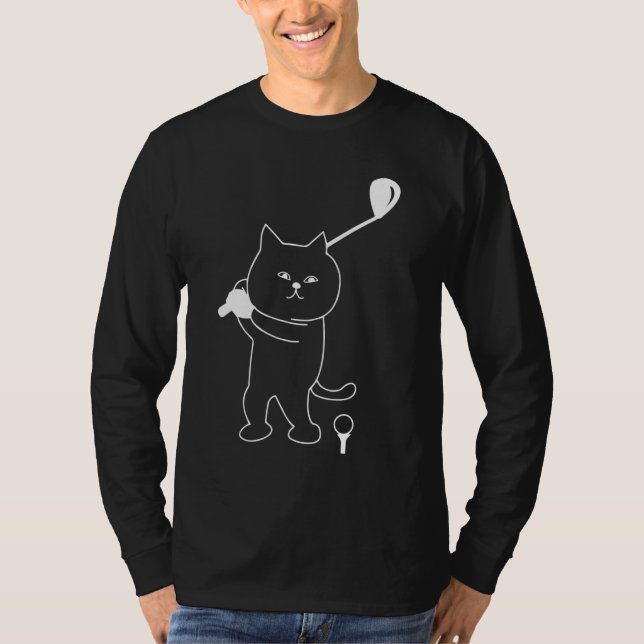 Golf Cat Pappa Manar Golfing Golfer Klubb Bollar P T Shirt (Framsida)