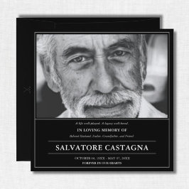 Golf Celebration of Life Black Photo Memorial Inbjudningar