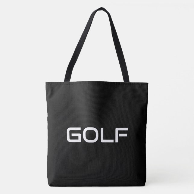 GOLF Chic Modern Sleek White Text On Bold Black Tygkasse (Framsida)