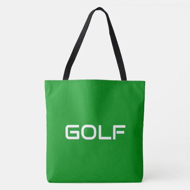 GOLF Chic Modern Sleek White Text On Bright Green Tygkasse (Framsida)