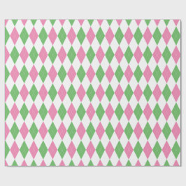 Golf Chic Pink Green Argyle Wrapping Paper Presentpapper