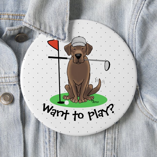 Golf Chocolate Labrador Retriever Hund - Cute Knapp (In Situ)