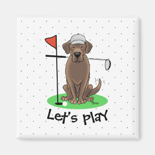 Golf Chocolate Labrador Retriever Hund - Cute Magnet