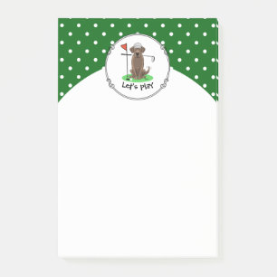 Golf Chocolate Labrador Retriever Hund - Cute Post-it Block