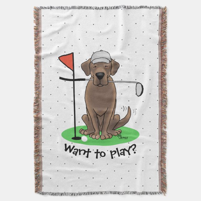 Golf Chocolate Labrador Retriever Hund - funny Filt (Framsidan Vertikal)