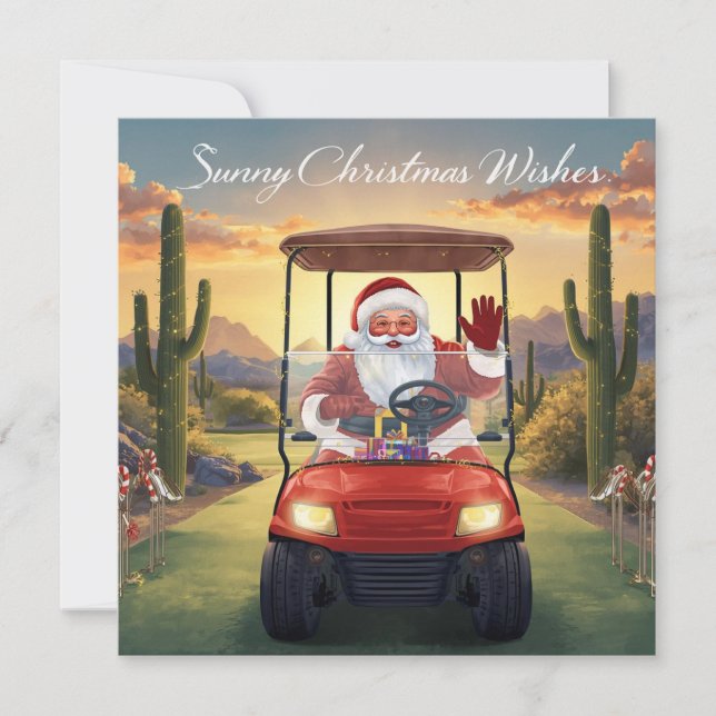 Golf Christmas from Sunny state with Santa Julkort (Framsida)