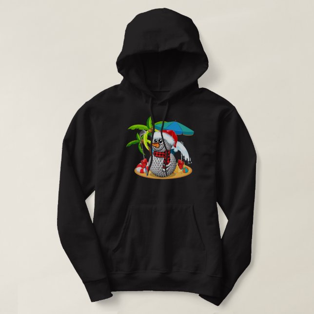 Golf Christmas in July Summer Snowman Golfer Party Hoodie (Design framsida)