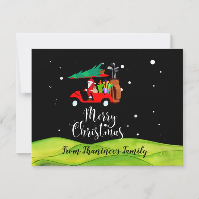 Golf christmas Jultomten ridsgolfplatta golfer (Framsida)