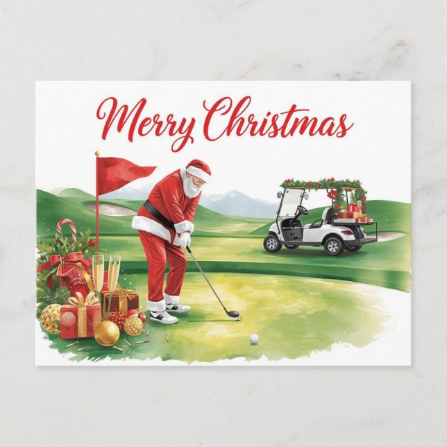 Golf Christmas  Let’s Par tee with Santa Claus   Helg Vykort (Framsida)