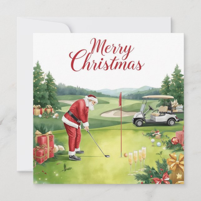 Golf Christmas  Let’s Par tee with Santa Claus   Julkort (Framsida)
