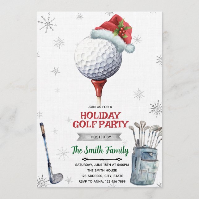 Golf Christmas Party Invitation Inbjudningar (Framsida)