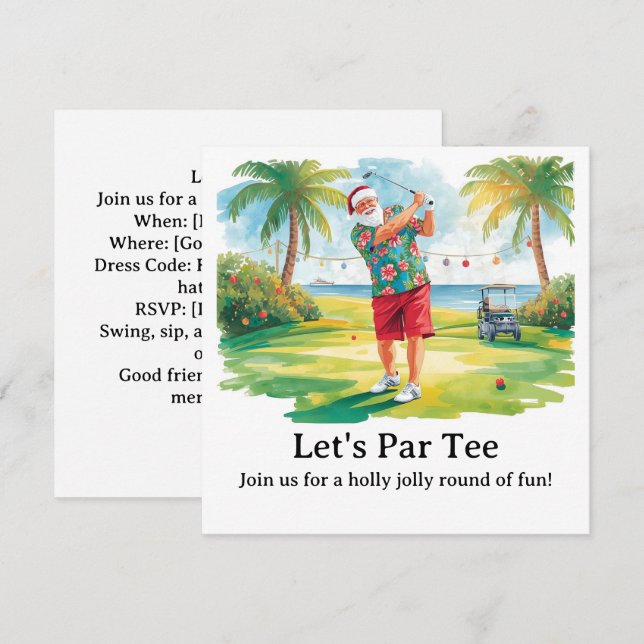 Golf Christmas Party Let’s Par tee with Santa  Inbjudningar (Fram/baksida)