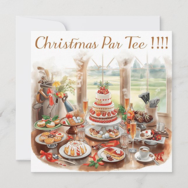 Golf Christmas Party with Golf Course Background Inbjudningar (Framsida)