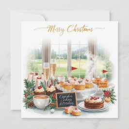 Golf Christmas Party with Golf Course Background Inbjudningar