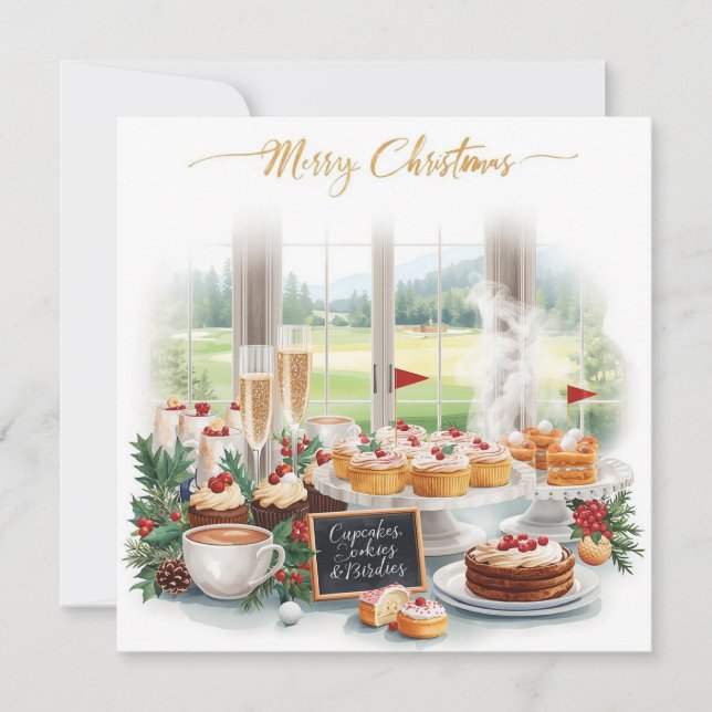 Golf Christmas Party with Golf Course Background Inbjudningar (Framsida)