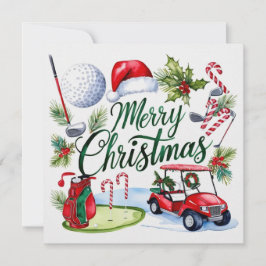 Golf christmas, tema för Golfer-vattenfärg Julkort