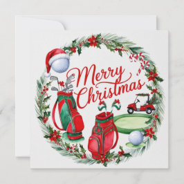 Golf christmas, tema för Golfer-vattenfärg Julkort