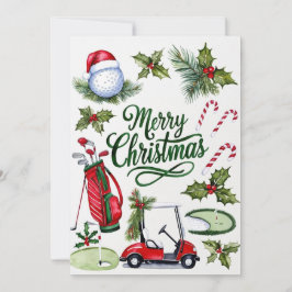 Golf christmas, tema för Golfer-vattenfärg Julkort