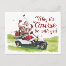 Golf Christmas themed with Santa Claus Helg Vykort