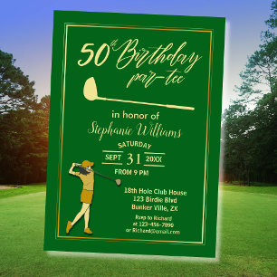 Golf Classic Green Golden Kvinnor 50-årsdag Inbjudningar