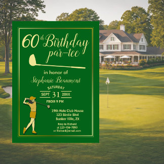 Golf Classic Green Golden Kvinnor 60-årsdag Inbjudningar